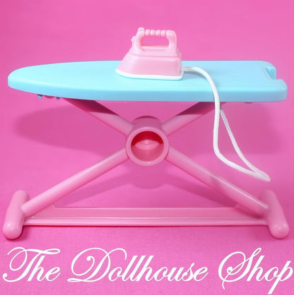Fisher-Price Loving Family Dream Dollhouse Laundry Blue Ironing Board Iron-The Dollhouse Shop