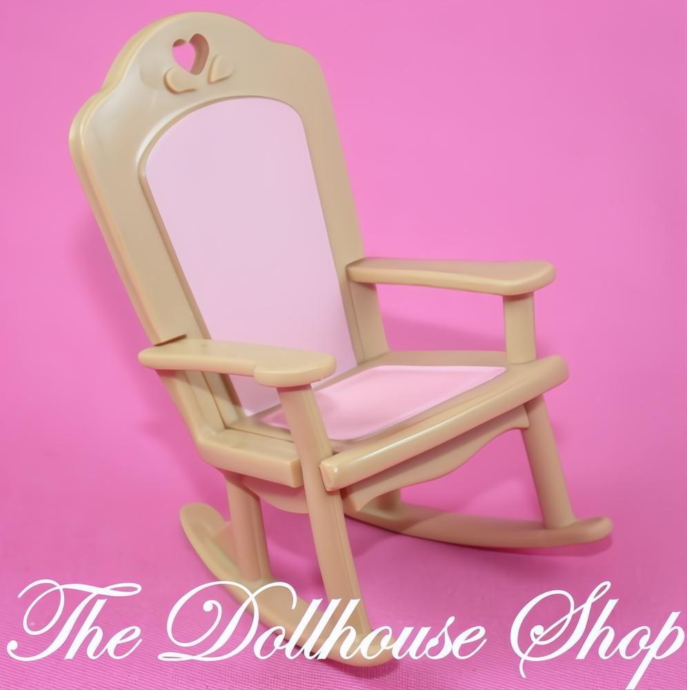 Fisher Price Loving Family Dream Dollhouse Nursery Brown Pink Rocking chair-The Dollhouse Shop