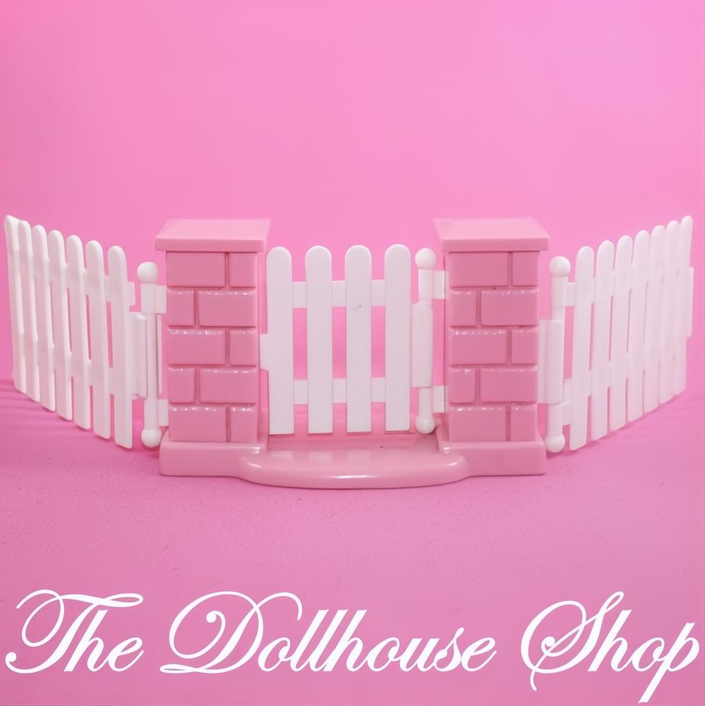 Fisher-Price Loving Family Dream Dollhouse Pink White Picket Fence Gate-The Dollhouse Shop