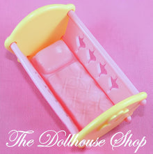 Fisher Price Loving Family Dream Dollhouse Pink Yellow Baby Doll Crib Cradle-The Dollhouse Shop
