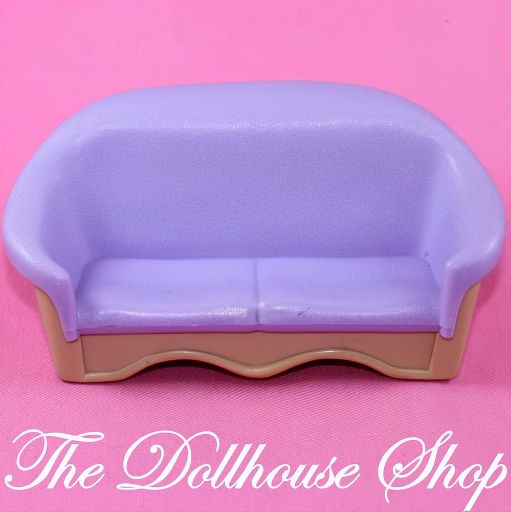 Fisher-Price Loving Family Dream Dollhouse Purple Sofa Couch Loveseat-The Dollhouse Shop
