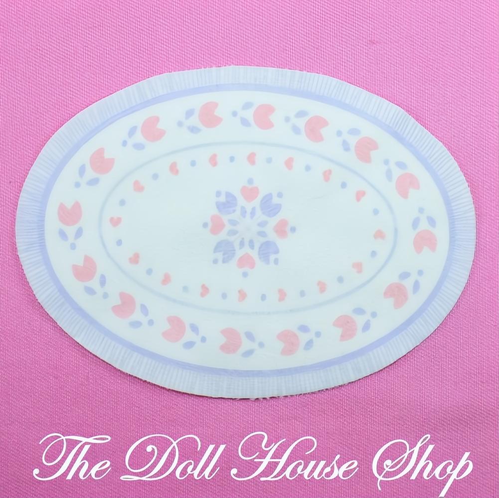 Fisher-Price Loving Family Dream Dollhouse Purple White Oval Floor Rug-The Dollhouse Shop