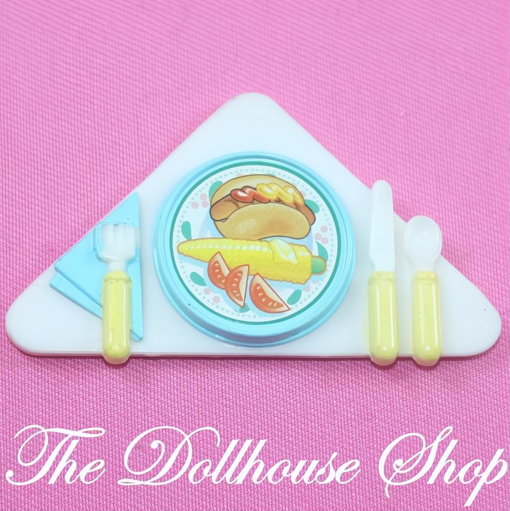 Fisher Price Loving Family Dream Dollhouse RV Kitchen Hot Dog Food Plate Setting-The Dollhouse Shop