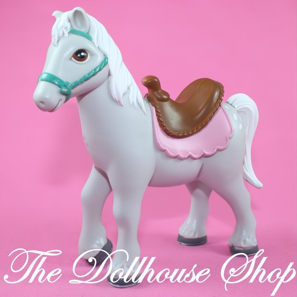 Fisher Price Loving Family Dream Dollhouse Stable Gray Pony Horse-The Dollhouse Shop