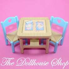 Fisher-Price Loving Family Dream Dollhouse Tan Flip Table with 2 Blue Chairs-The Dollhouse Shop