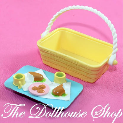 Fisher-Price Loving Family Dream Dollhouse Yellow Picnic Basket Food-The Dollhouse Shop
