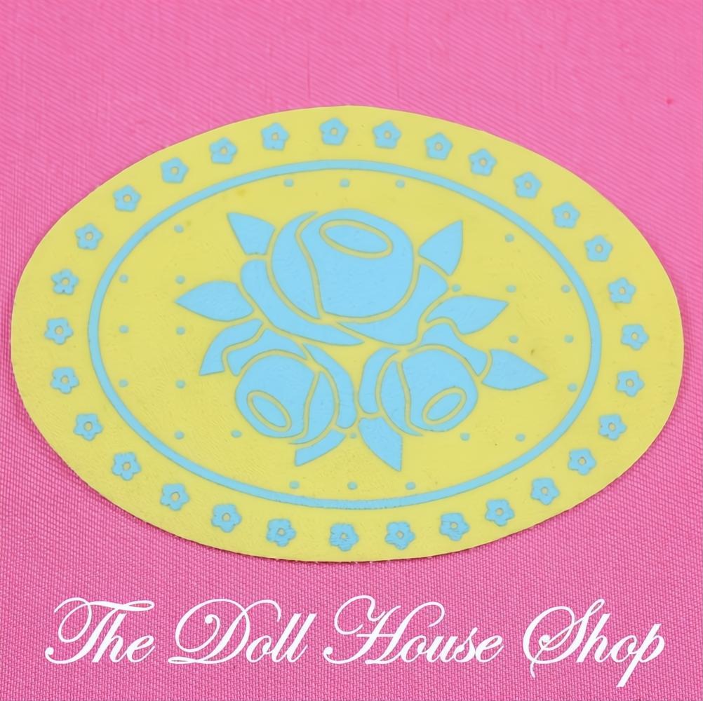 Fisher-Price Loving Family Dream Dollhouse Yellow Rose Oval Floor Rug-The Dollhouse Shop