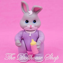 Fisher-Price Loving Family Hideaway Hollow Dollhouse Gray Baby Bunny in Purple-The Dollhouse Shop