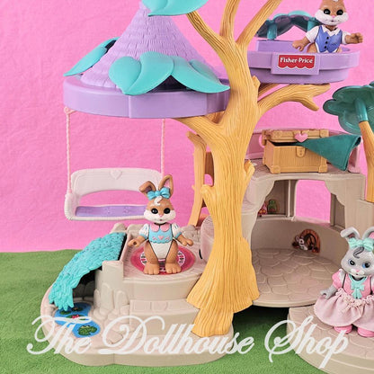 Fisher Price Loving Family Hideaway Hollow Treehouse Bunny Double Swing White-The Dollhouse Shop