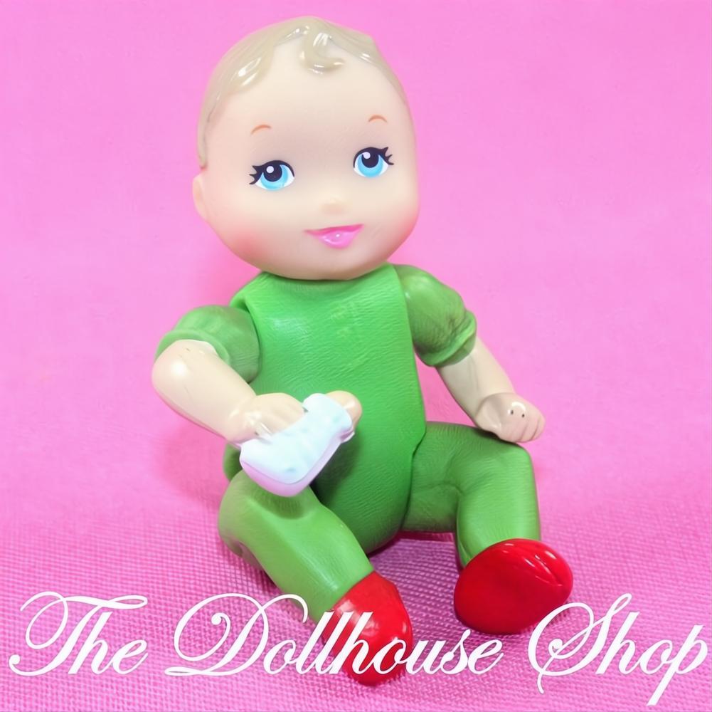 Fisher Price Loving Family Holiday Dollhouse Christmas Green Baby Boy Girl-The Dollhouse Shop