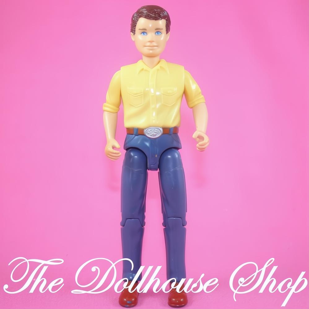 Fisher Price Loving Family Home & Stable Dollhouse Rider Dad Father Doll Yellow Shirt-The Dollhouse Shop