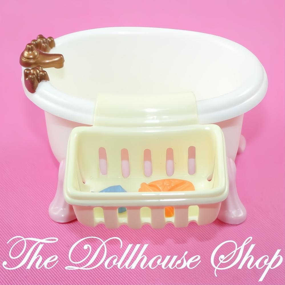 Fisher Price Loving Family New Addition Dollhouse Baby Doll Bath tub toy basket-The Dollhouse Shop