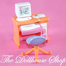 Fisher Price Loving Family New Additions Dollhouse Orange Office Desk Chair-The Dollhouse Shop