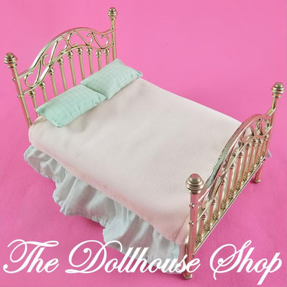 Fisher Price Loving Family Special edition town house parents queen bed w sheets-The Dollhouse Shop