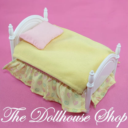 Fisher Price Loving Family Special edition town house white doll twin bed w sheets-The Dollhouse Shop