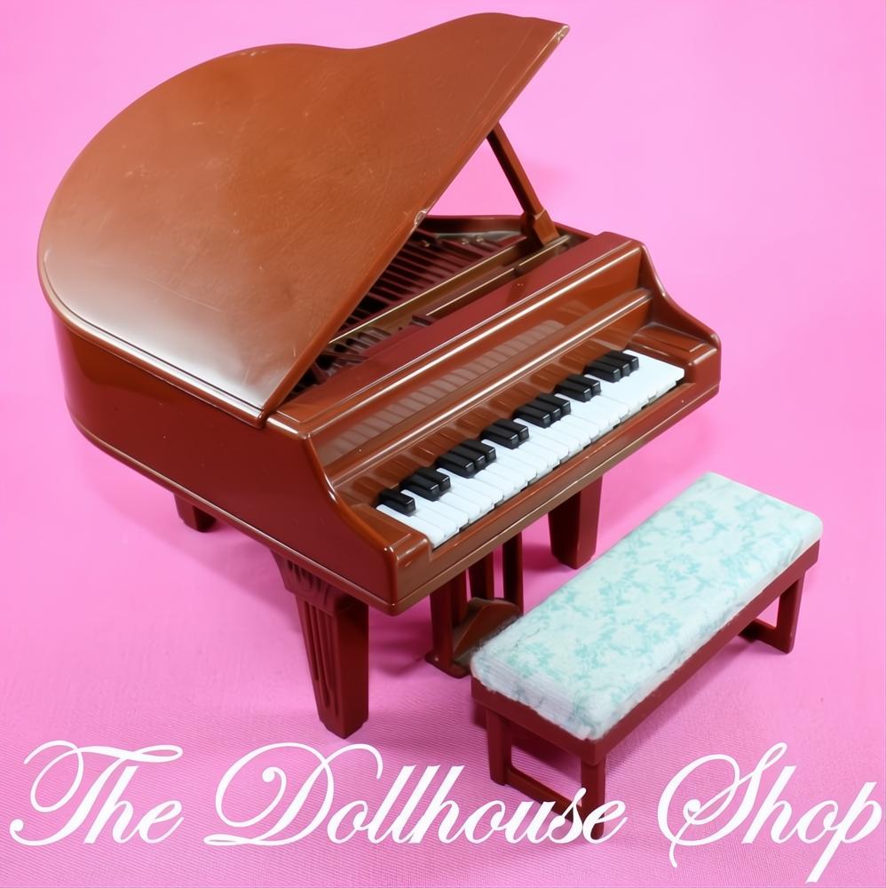 Fisher Price Loving Family Special Edition Townhouse Brown Grand Piano & Bench-The Dollhouse Shop
