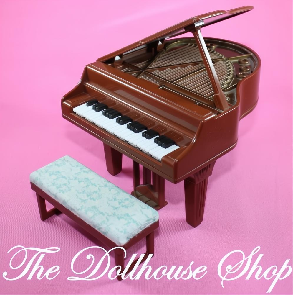 Fisher Price Loving Family Special Edition Townhouse Brown Grand Piano & Bench-The Dollhouse Shop