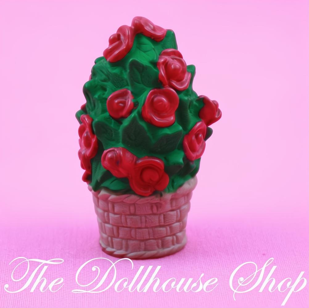 Fisher-Price Loving Family Special Edition Townhouse Red Roses Flowers Vase Plant Pot-The Dollhouse Shop