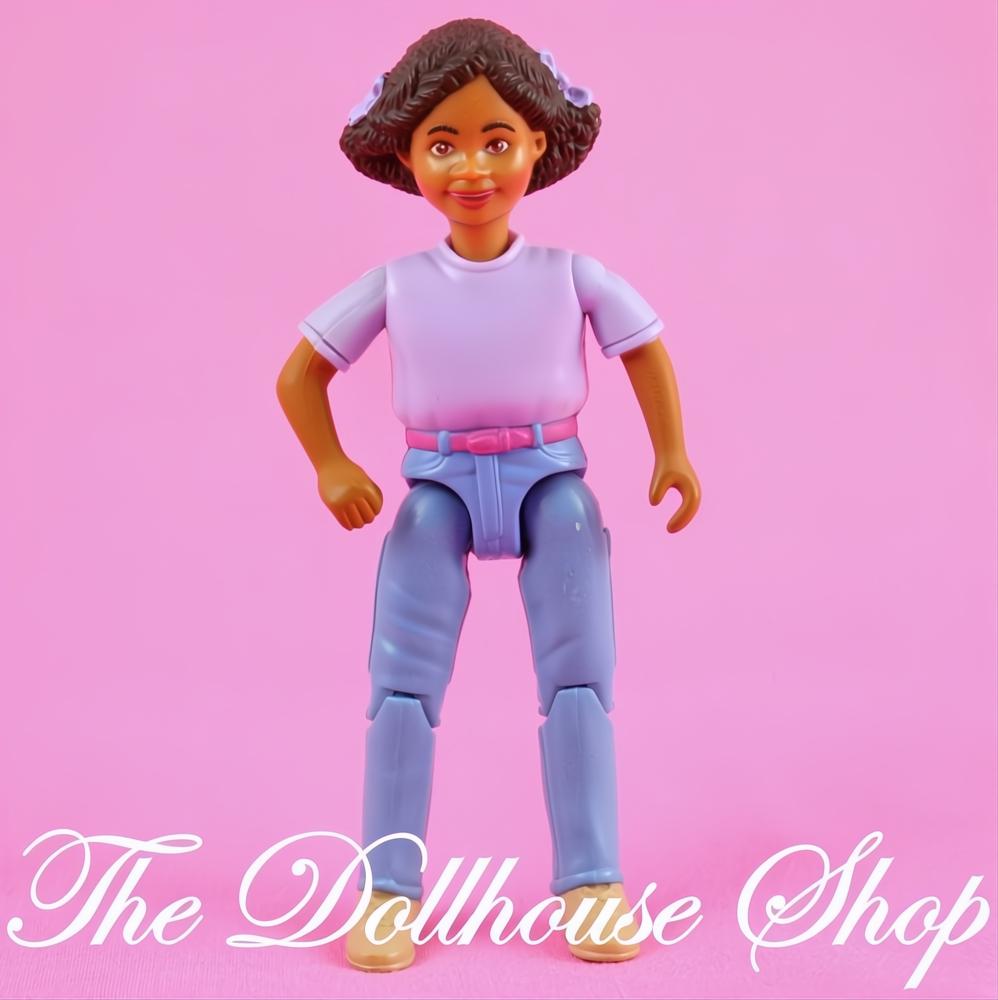 Fisher Price Loving Family Stable Dollhouse African American Girl Rider Doll Purple-The Dollhouse Shop
