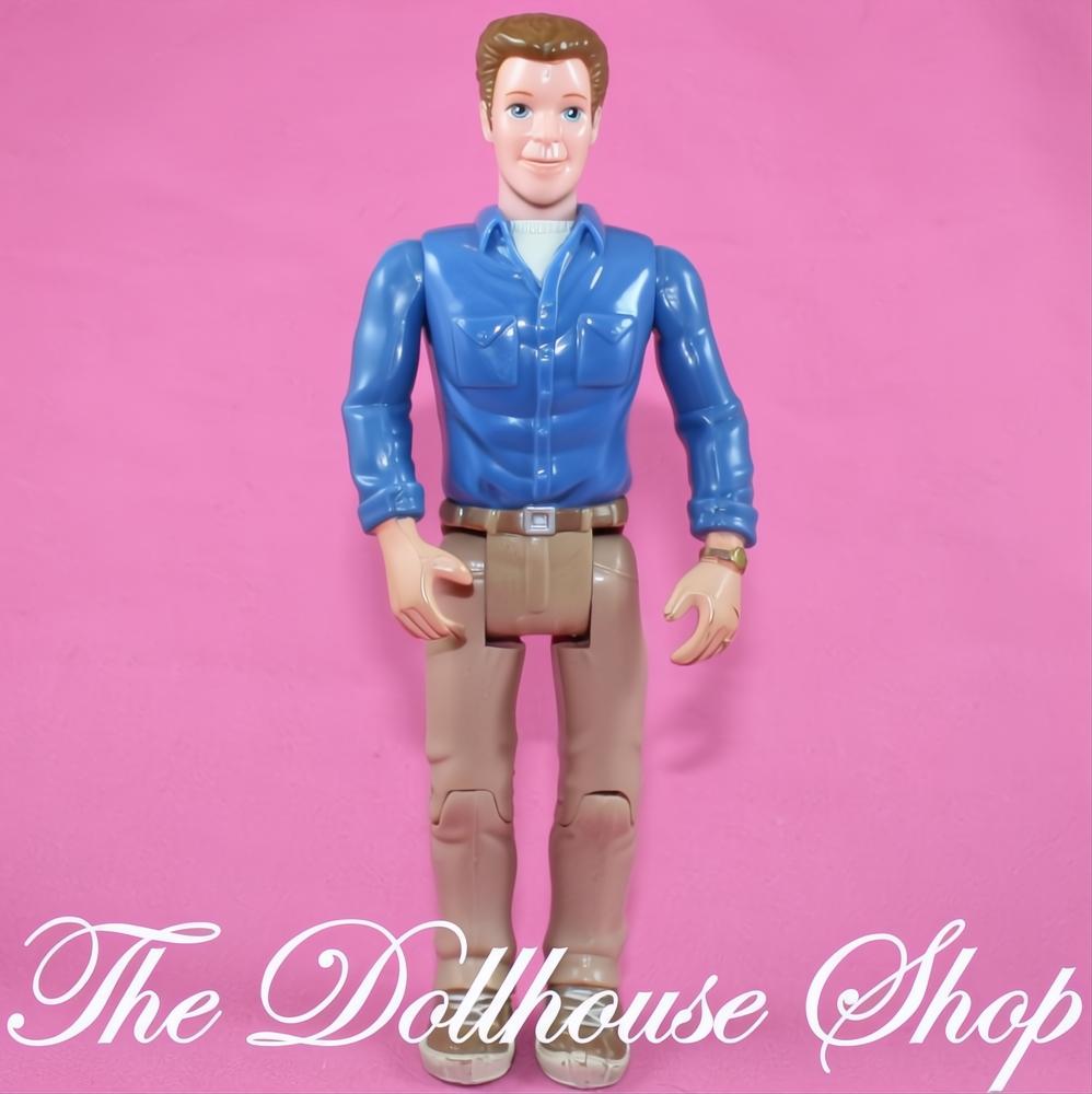 Fisher Price Loving Family Sweet Sounds Dollhouse Brunette Dad Father Doll Blue-The Dollhouse Shop