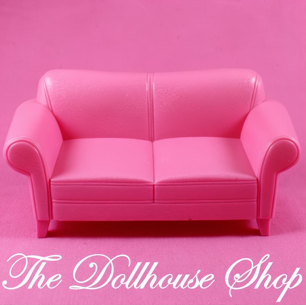 Fisher Price Loving Family Twin Time Dollhouse Pink Sofa Couch Loveseat chair-The Dollhouse Shop