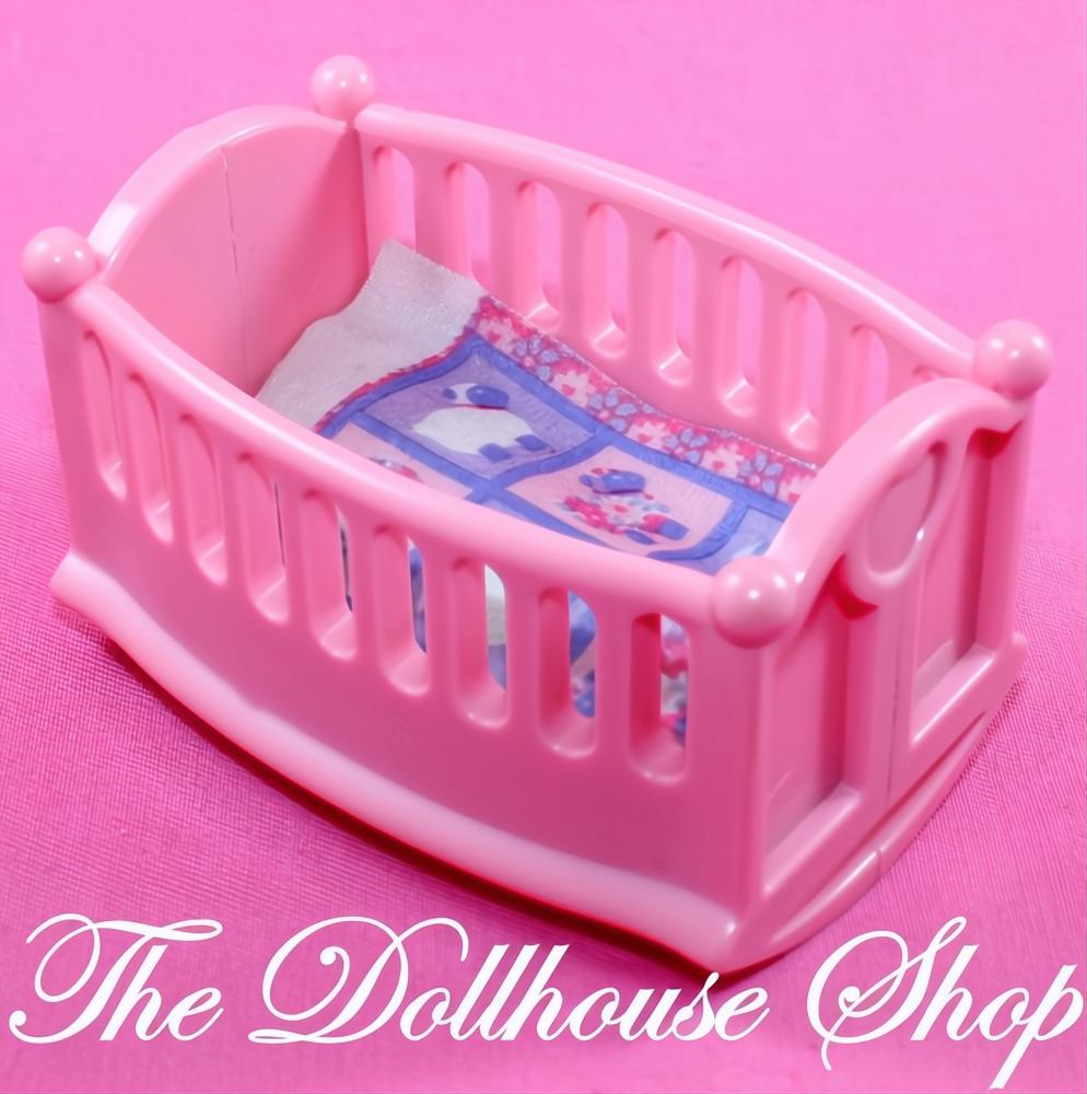Fisher-Price My First Dollhouse Rocking Pink Baby Doll Crib Cradle-The Dollhouse Shop