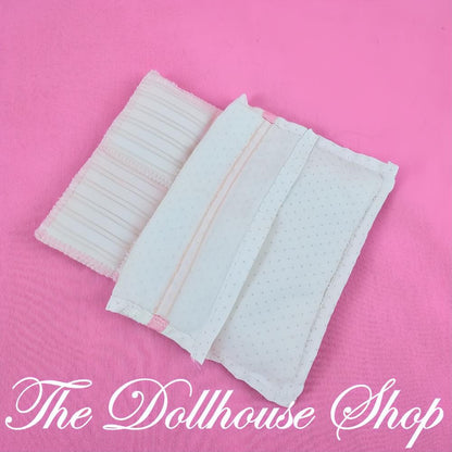 Little Tikes Grand Mansion Dollhouse parents Bedroom Bedding for Blue White double Bed-The Dollhouse Shop