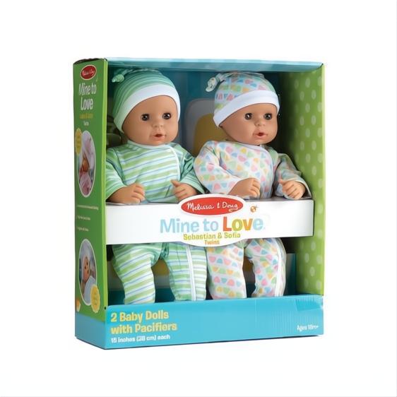 Melissa & Doug Mine to Love Twins Sebastian and Sophia Dolls (Hispanic)-The Dollhouse Shop