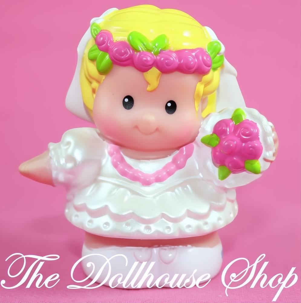 New Fisher Price Little People Dollhouse White Wedding Set Bride Doll-The Dollhouse Shop