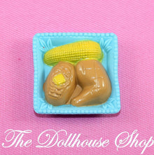 New Fisher Price Loving Family Dollhouse Blue Chicken Corn Food Plate-The Dollhouse Shop