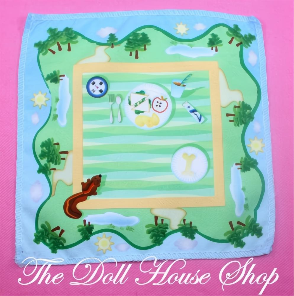 New Fisher Price Loving Family Dollhouse Blue Picnic Blanket Floor Rug Camping-The Dollhouse Shop