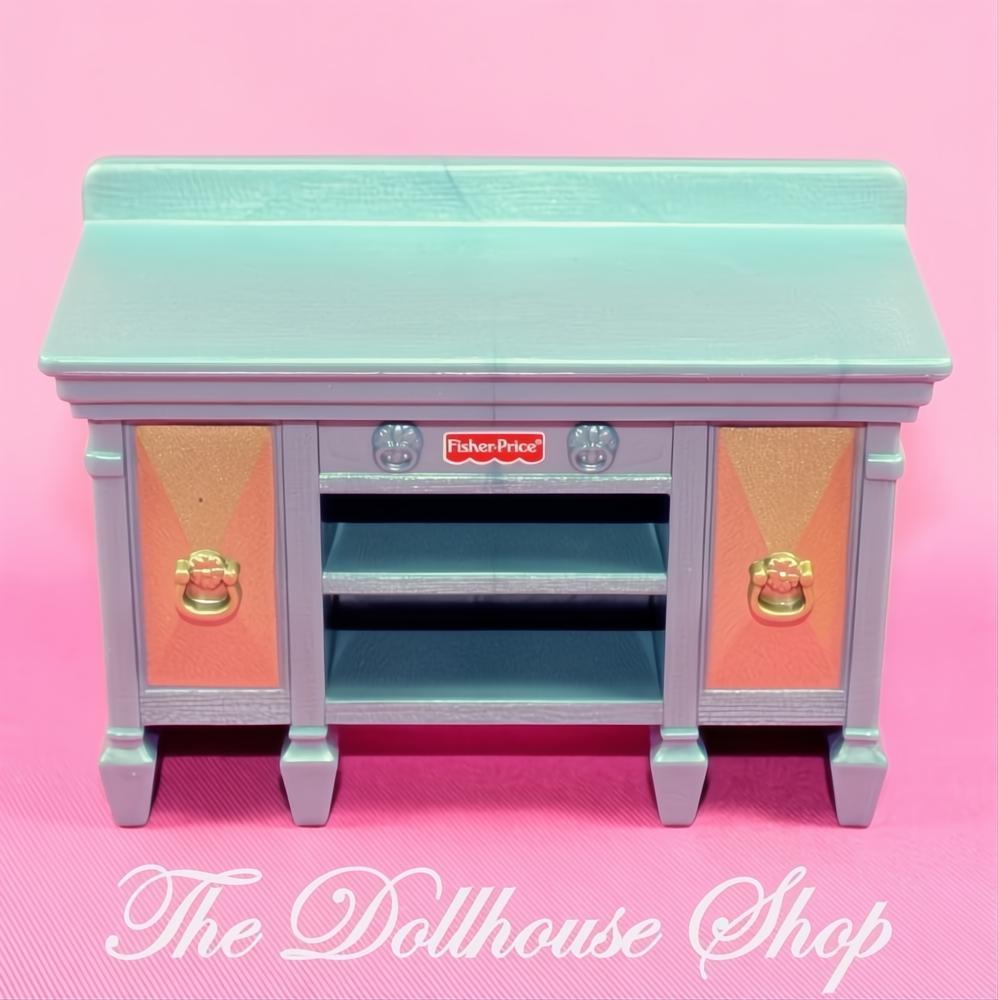 New Fisher Price Loving Family Dollhouse Gray Dining Room Buffet Cabinet-The Dollhouse Shop