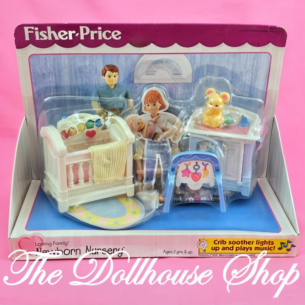 New Fisher Price Loving Family Dollhouse Newborn Nursery Sounds Crib-The Dollhouse Shop