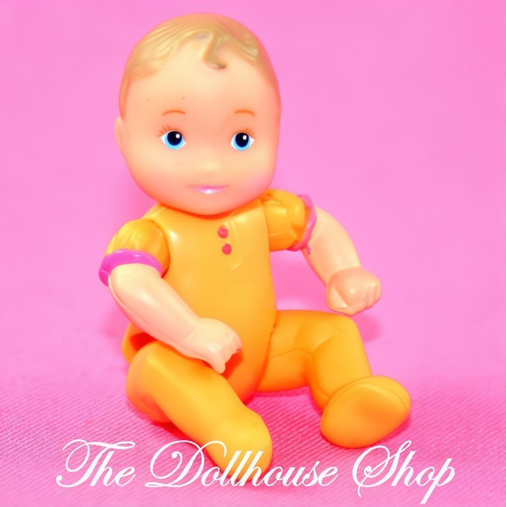 New Fisher Price Loving Family Dollhouse Nursery Orange Baby Doll-The Dollhouse Shop
