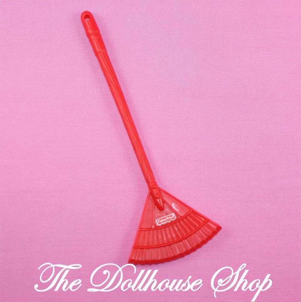 NEW Fisher Price Loving Family Dollhouse Red Garden Yard Rake Seasonal-The Dollhouse Shop