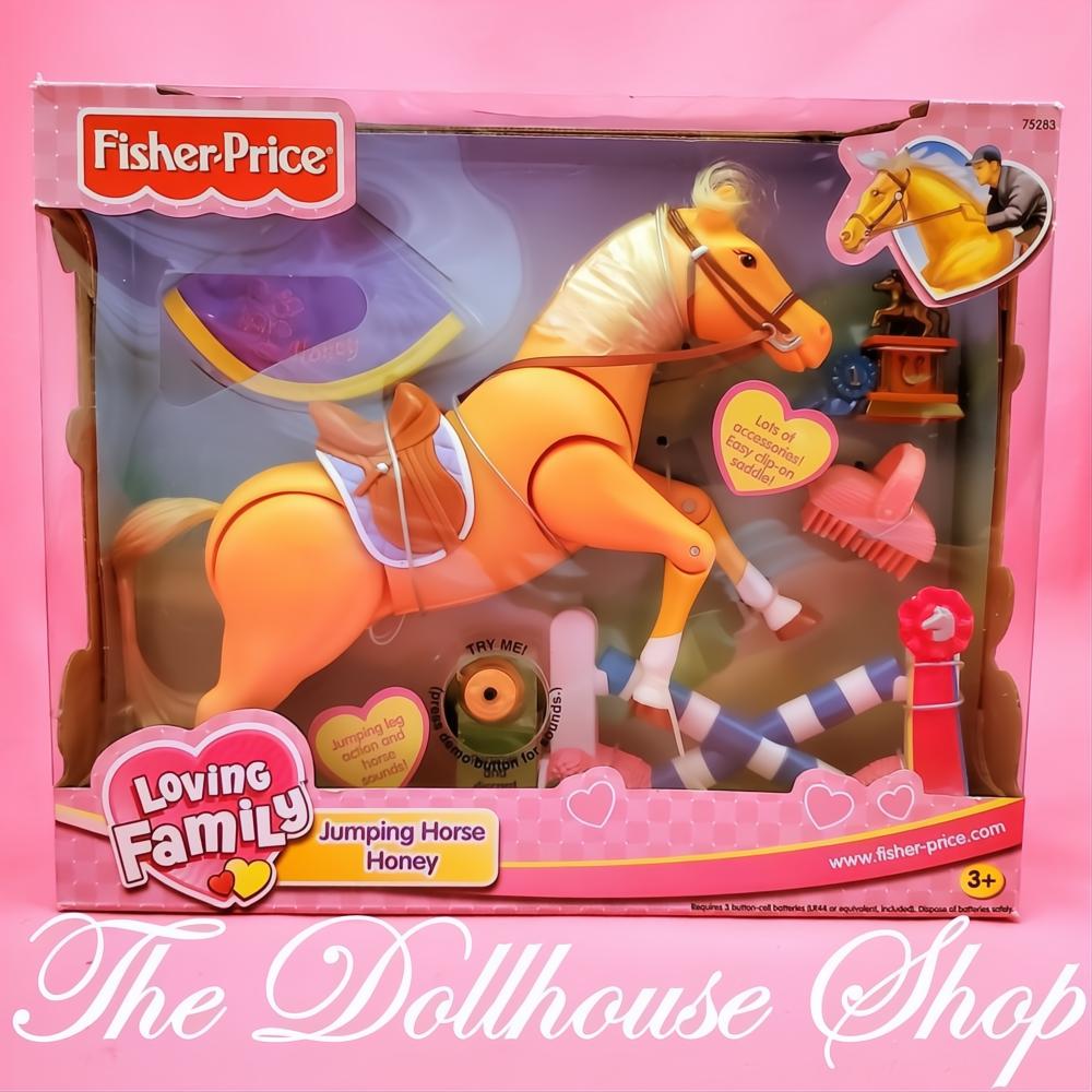 New Fisher Price Loving Family Dollhouse Stable Jumping Horse Pony Honey 2002-The Dollhouse Shop