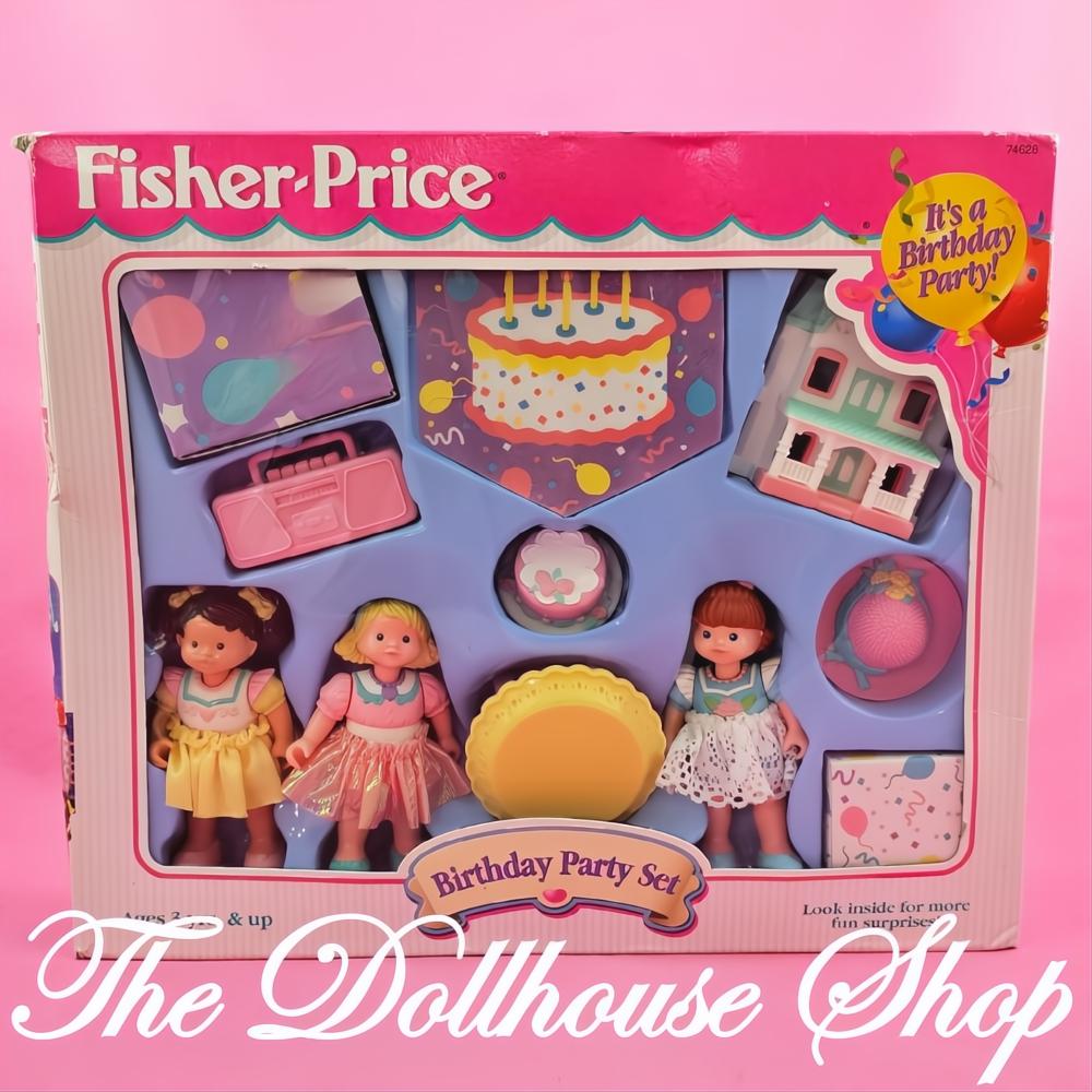 New Fisher Price Loving Family Dream Dollhouse Birthday Party Set Dolls cake-The Dollhouse Shop
