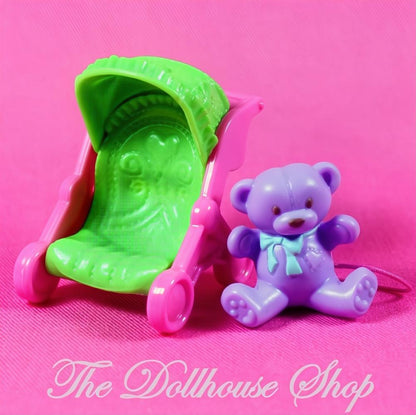 New! Fisher Price Loving Family Dream Dollhouse Nursery Toy Stroller Teddy Bear-The Dollhouse Shop