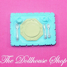 New Fisher Price Loving Family Holiday Dollhouse Blue Food Plate Placemat-The Dollhouse Shop
