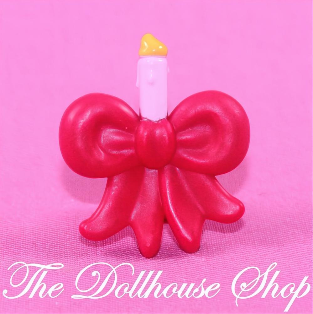New Fisher Price Loving Family Holiday Dollhouse Christmas Window Candle Bow-The Dollhouse Shop