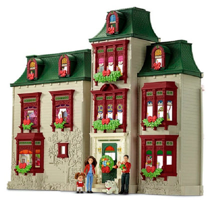 New Fisher-Price Loving Family Home for the Holidays Dollhouse Complete Set (No Box)-The Dollhouse Shop