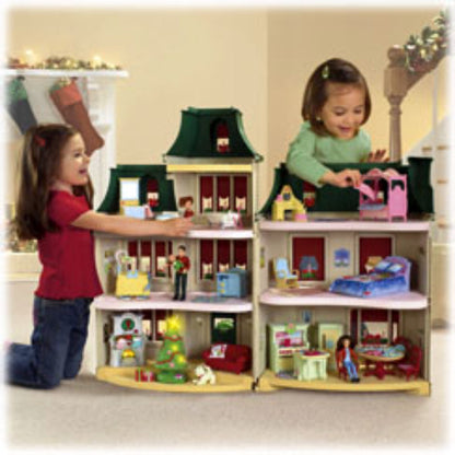 New Fisher-Price Loving Family Home for the Holidays Dollhouse Complete Set (No Box)-The Dollhouse Shop