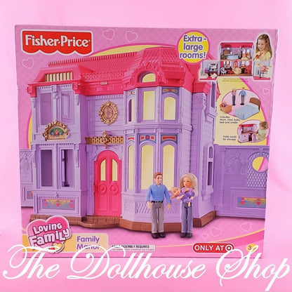 New Fisher Price Loving Family Manor Dollhouse with Mom Dad Baby-The Dollhouse Shop