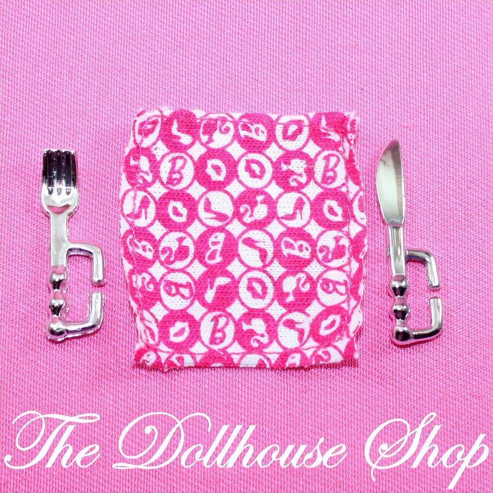 New Mattel Barbie Dollhouse Table Setting Placemat Flatware Kitchen Food-The Dollhouse Shop