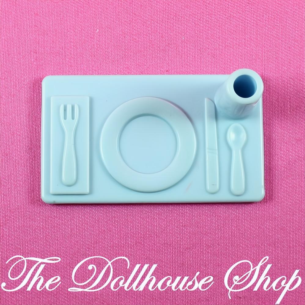 Playskool Dollhouse Kitchen Food Tray Blue Place Setting-The Dollhouse Shop