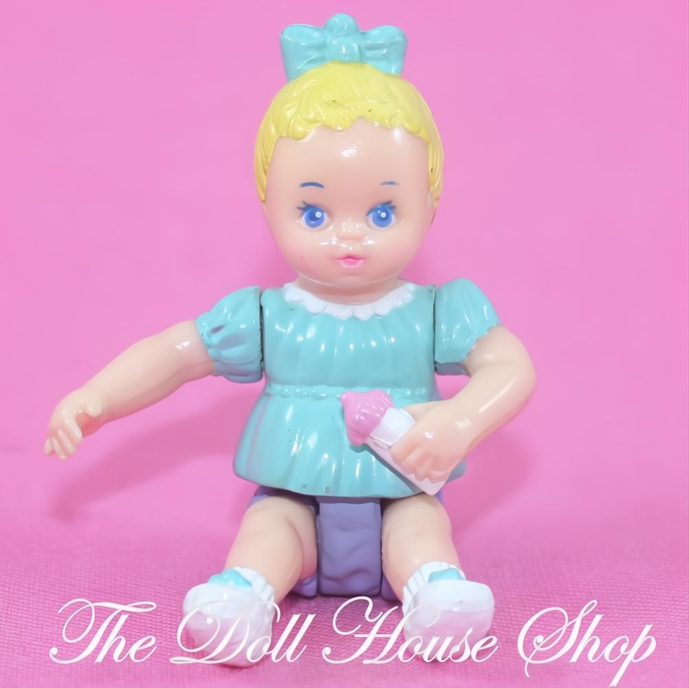 Playskool Dollhouse Nursery Blonde Baby Girl Doll Figure Green Top-The Dollhouse Shop