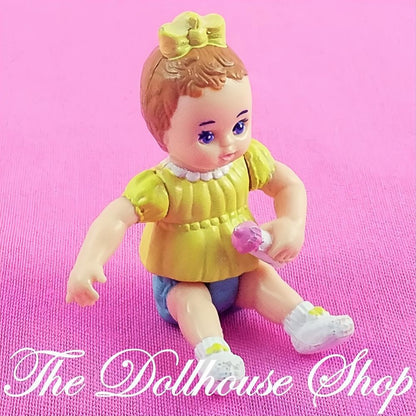 Playskool Dollhouse Nursery Brunette Baby Girl Doll Figure Yellow Top-The Dollhouse Shop