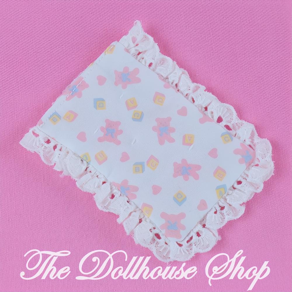 Playskool Dollhouse White Nursery Crib Blanket Bed Sheet Bear-The Dollhouse Shop