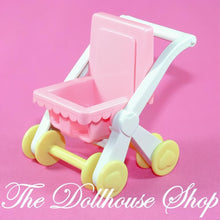 Playskool for Fisher Price Dollhouse Pink Baby Doll Pram Stroller Nursery-The Dollhouse Shop