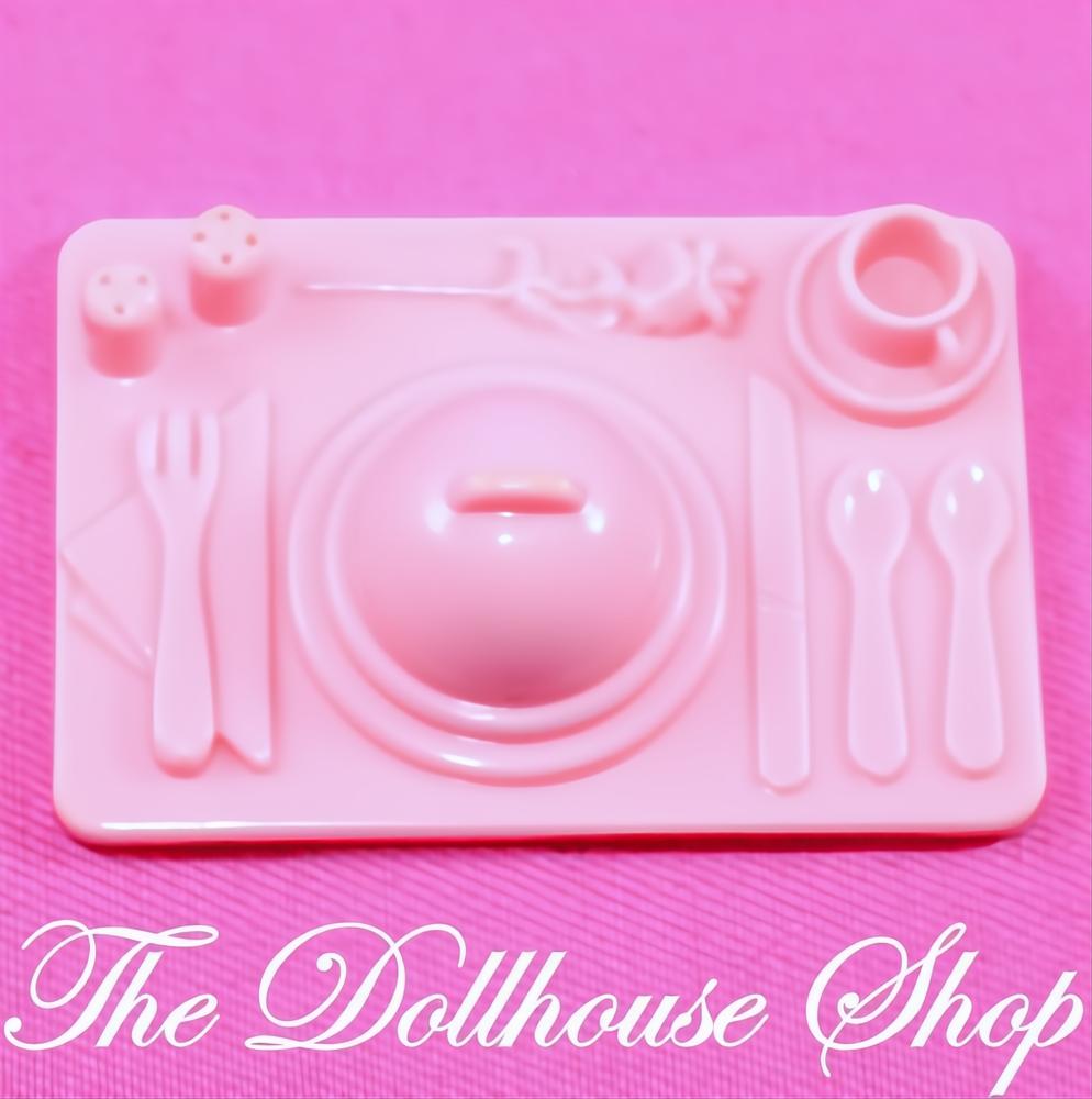 Playskool for Fisher Price Loving Family Dollhouse Pink Dinner Kitchen Food Tray-The Dollhouse Shop